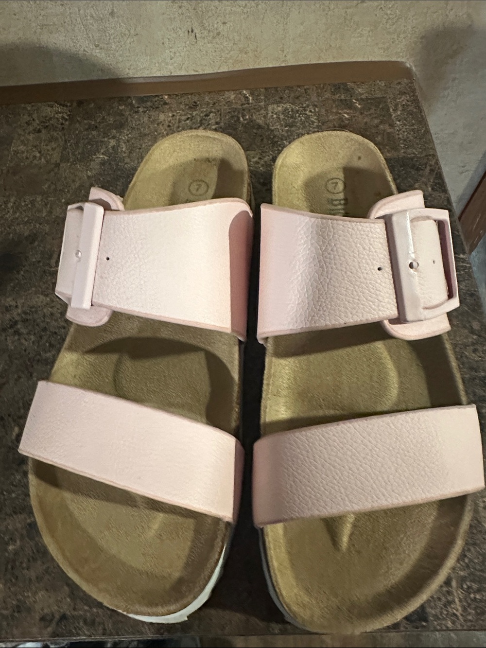 Bjorndal Light Pink Double Strap Buckle Slide Sandals